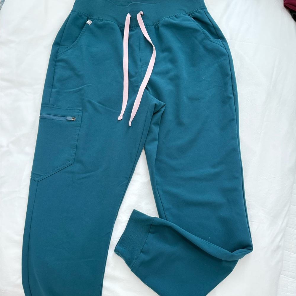 Figs Caribbean Blue High Waisted Zamora Pants